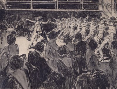 Escena de cabaret (carboncillo sobre cartón preparado) de Everett Shinn