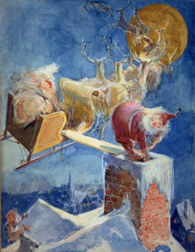 La noche antes de Navidad (acuarela y tinta sobre papel) de Everett Shinn