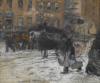 Invierno en la calle 21 de Nueva York de Everett Shinn