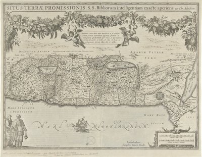 Mapa de la Tierra Prometida Situación terrae promissionis (título sobre objeto) de Evert Simonsz Hamersvelt