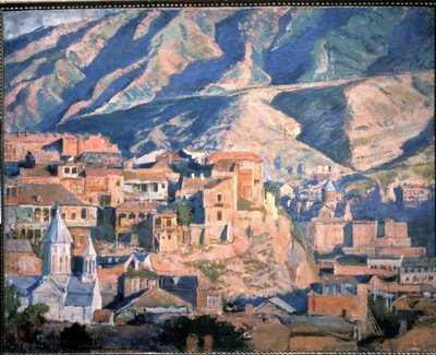 Tbilisi (República de Georgia) (Tiflis) - Vista de una ciudad en el Cáucaso, en un paisaje de montañas rocosas - Pintura de Evgeny Evgenyvich Lanceray (Eugene Lansere) (1875-1946), óleo sobre lienzo de Evgeni Evgenievitch Lanceray