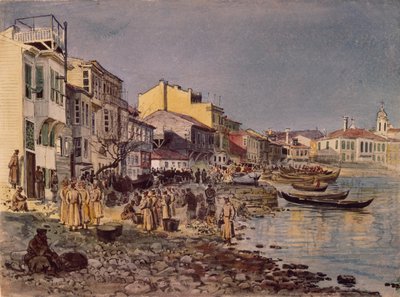 Soldados rusos en el malecón de San Stefano, 1878 de Evgeni Kirillovich Makarov