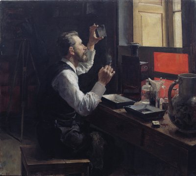 Fotógrafo aficionado (óleo sobre lienzo) de Evgeniy Iosipovich Bukovetsky