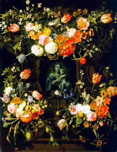 Madonna rodeada de flores, 1662 de Eykens or Ijkens Ykens