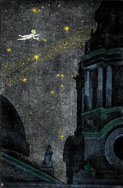 Ilustración para la novela "Peter Pan" de Sir James Matthew Barrie (JM o J. M. Barrie de Ezio Anichini