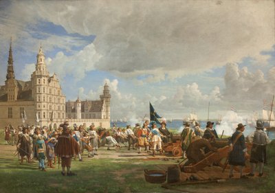 La flota holandesa bajo el almirante Opdam pasa por el Sund el 29 de octubre de 1658 durante la guerra sueca 1657-60 de F.C. Lund