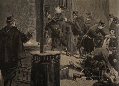 Etievant, el Anarquista Dispara desde la Reja, ilustración de 