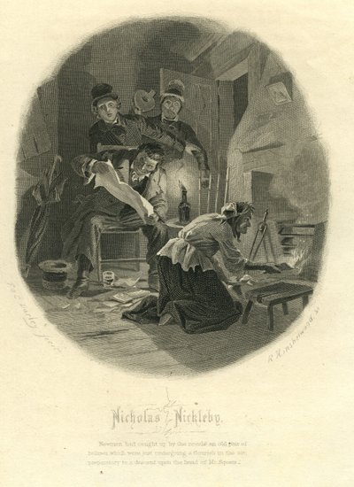 Nicholas Nickleby: Newman Noggs y Wackford Squeers, 1867 de F.O.C. and McRae, C. John Darley