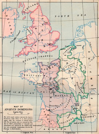 Mapa de los dominios angevinos, 1902 de FS Weller