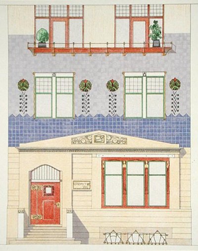 Diseño para la Fachada de una Casa de Pueblo Alemana, principios de 1900, de 