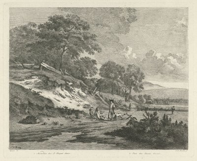 Paisaje de dunas con cazadores descansando de F.W. Musculus
