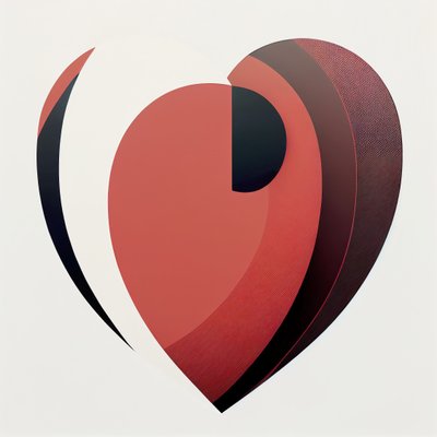 Un corazón rojo que simboliza el amor, pintura emocional, arte contemporáneo de la pared de F. Abderrahim