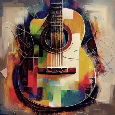 Guitarra abstracta, decoración de pared de música, impresiones en lienzo enmarcadas de F. Abderrahim