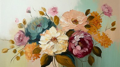 Pintura abstracta de flores Vintage, impresión horizontal en lienzo por encargo de F. Abderrahim