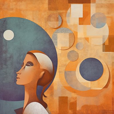 Pintura digital abstracta una persona que mira aburrida y abrumada, impresiones artísticas de F. Abderrahim