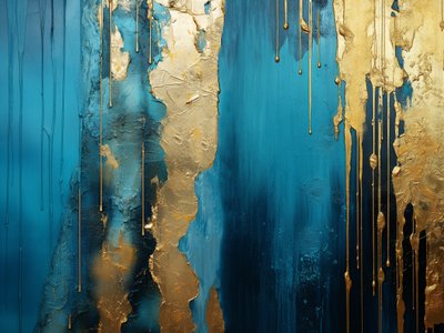 Abstractos oro y azul, impresiones de arte moderno de la pared, dormitorio, decoración de la sala de estar de F. Abderrahim