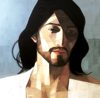 Pintura abstracta minimalista del retrato de Jesucristo para la venta, Arte de la pared | Impresiones en lienzo de F. Abderrahim