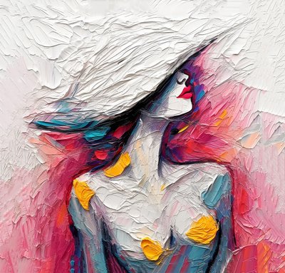 Pintura al óleo abstracta moda dama retrato, impresiones de arte de la pared para la venta de F. Abderrahim