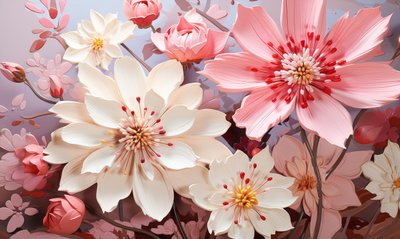 Pintura abstracta de una rosa y flores negras, floral impresiones de arte de la pared en línea de F. Abderrahim