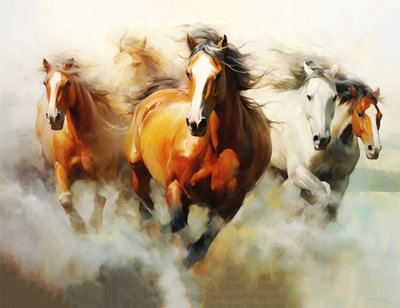 Pintura abstracta de hermosos caballos, impresionista , impresión de Arte de pared de F. Abderrahim