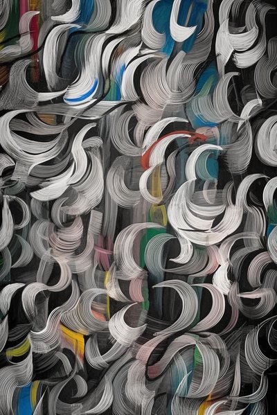 Abstracto patrón de pintura de fondo sobre lienzo, ideas de decoración de la pared vertical de F. Abderrahim