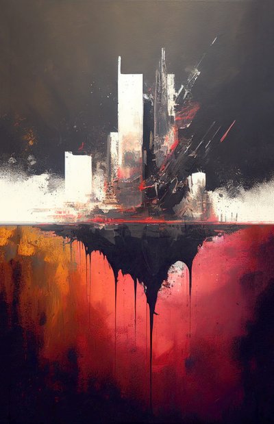 Pintura roja abstracta, pinceladas gruesas, impresión de arte mural por encargo de F. Abderrahim
