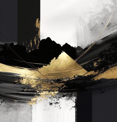 Abstracto textura en capas negro y oro, Wall Art | Impresiones en lienzo de F. Abderrahim