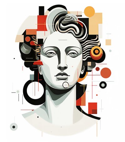Abstractos cabeza de apolo en cubismo estilo picasso, impresión de Arte mural de F. Abderrahim