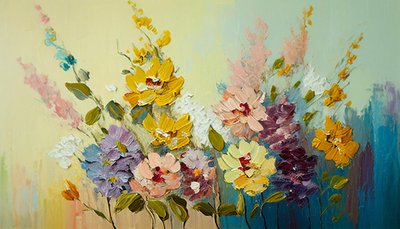Flores antiguas en jarrón, floral abstracto sobre lienzo, impresiones de arte mural de F. Abderrahim