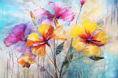 Hermosas flores de fondo, AI generado pintura al óleo de arte floral de F. Abderrahim