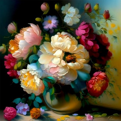 Hermosas Rosas en Jarrón, Lienzo de Pintura de Pared de Arte Naturaleza Muerta Impresiones, decoración del dormitorio de F. Abderrahim