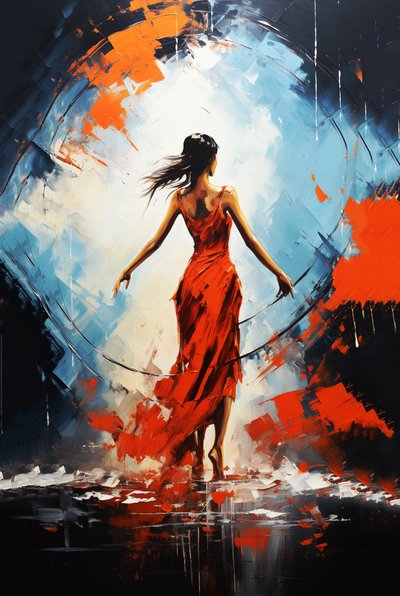 Hermosa bailarina pintura, vista posterior, impresiones artísticas en línea de F. Abderrahim