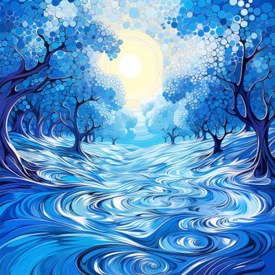 Cuadro Árbol Surrealista Azul, Decoración de Pared Moderna, Impresiones de Arte de Pared de Bosque de F. Abderrahim