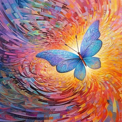 Mariposa pintura abstracta colorida AI Generativa Metamorfosis cartel de F. Abderrahim