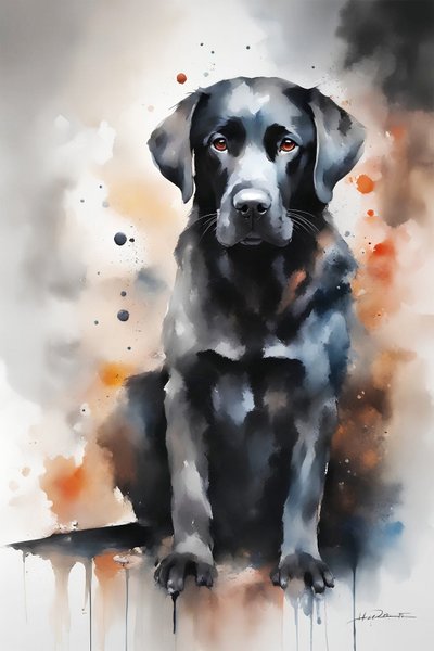 Lindo retrato de perro negro, pintura de mascotas en lienzo, decoración de dormitorio de pared, impresiones de arte de F. Abderrahim