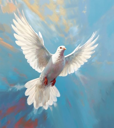 Paloma en vuelo, pájaro símbolo de la paz, pintura al óleo minimalista, impresión mural de Arte de F. Abderrahim