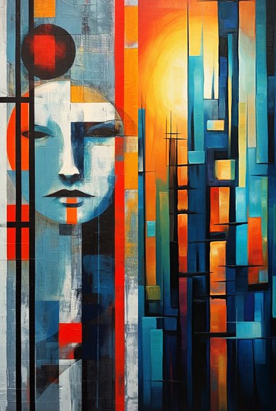 Pintura figurativa abstracta en acrílico, pósters art print de F. Abderrahim