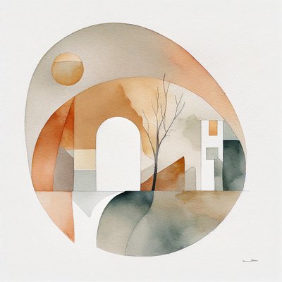 Composición abstracta de bellas artes Boceto en acuarela, impresión mural por encargo de F. Abderrahim