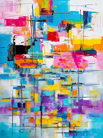 Pintura abstracta fluida Full Colors, impresiones artísticas de F. Abderrahim