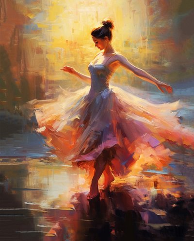 Chica bailando Pintura impresionista, estilo Claude Monet, Impresiones en lienzo de F. Abderrahim