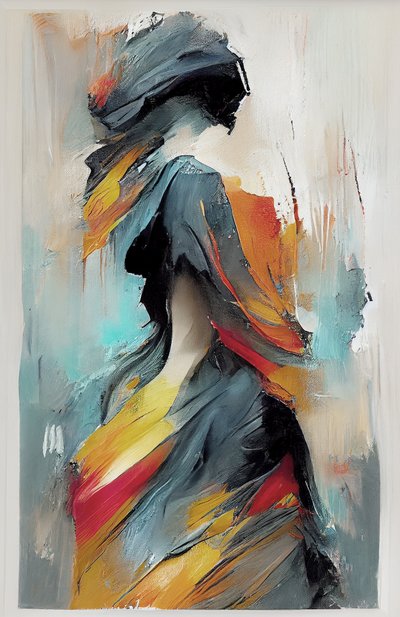 Chica bailando, pintura al óleo expresionista abstracta, impresiones de arte mural de F. Abderrahim