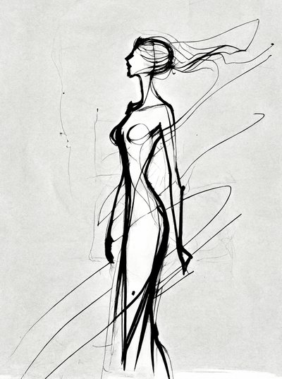 Dibujo de silueta de niña, impresiones minimalistas, decoración de habitaciones de F. Abderrahim
