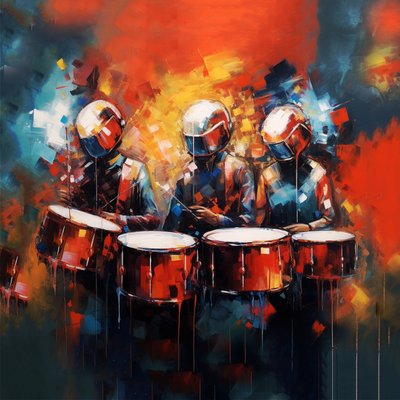 Grupo de músicos tocando la batería, música rock, Arte digital imprimible de F. Abderrahim