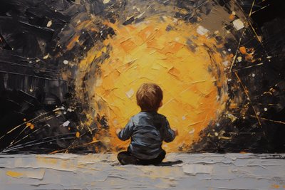 Retrato inocente, pintura minimalista pinceladas empastadas, impresiones artísticas de F. Abderrahim