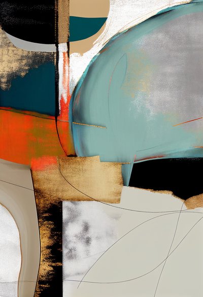 Arte abstracto en capas, Decoración de pared contemporánea, impresión bajo demanda de F. Abderrahim