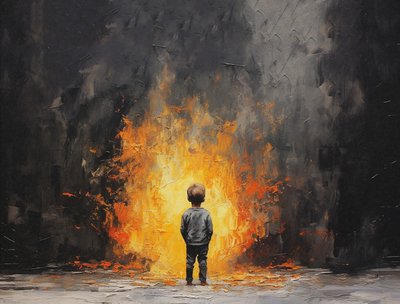 Pintura minimalista pincel impasto, Retrato inocente, Impresiones artísticas murales de F. Abderrahim