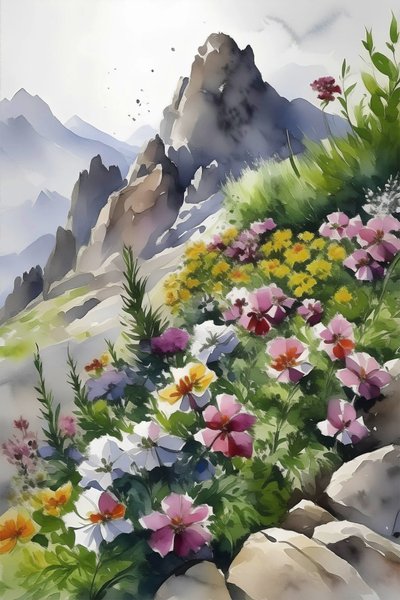 Impresiones murales de flores, botánica y naturaleza de Mountain Summit de F. Abderrahim