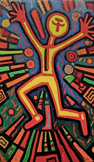 Pintura figurativa nativa, Naive enmarcado impresión de arte de la pared en la demanda para la venta de F. Abderrahim