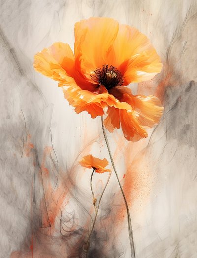 Flores de amapola, pintura acrílica sobre lienzo, impresión de arte mural por encargo de F. Abderrahim