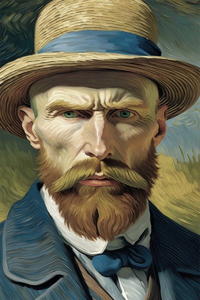 Retro vintage, pintura Retrato de un hombre, van gogh, estilo, impresiones de arte de la pared de F. Abderrahim